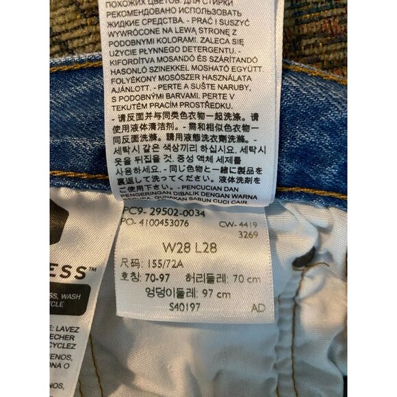 Levis 501 S Premium Big E Jeans 28x28 Button Fly Blue Denim Ripped Skinny - Picture 7 of 12